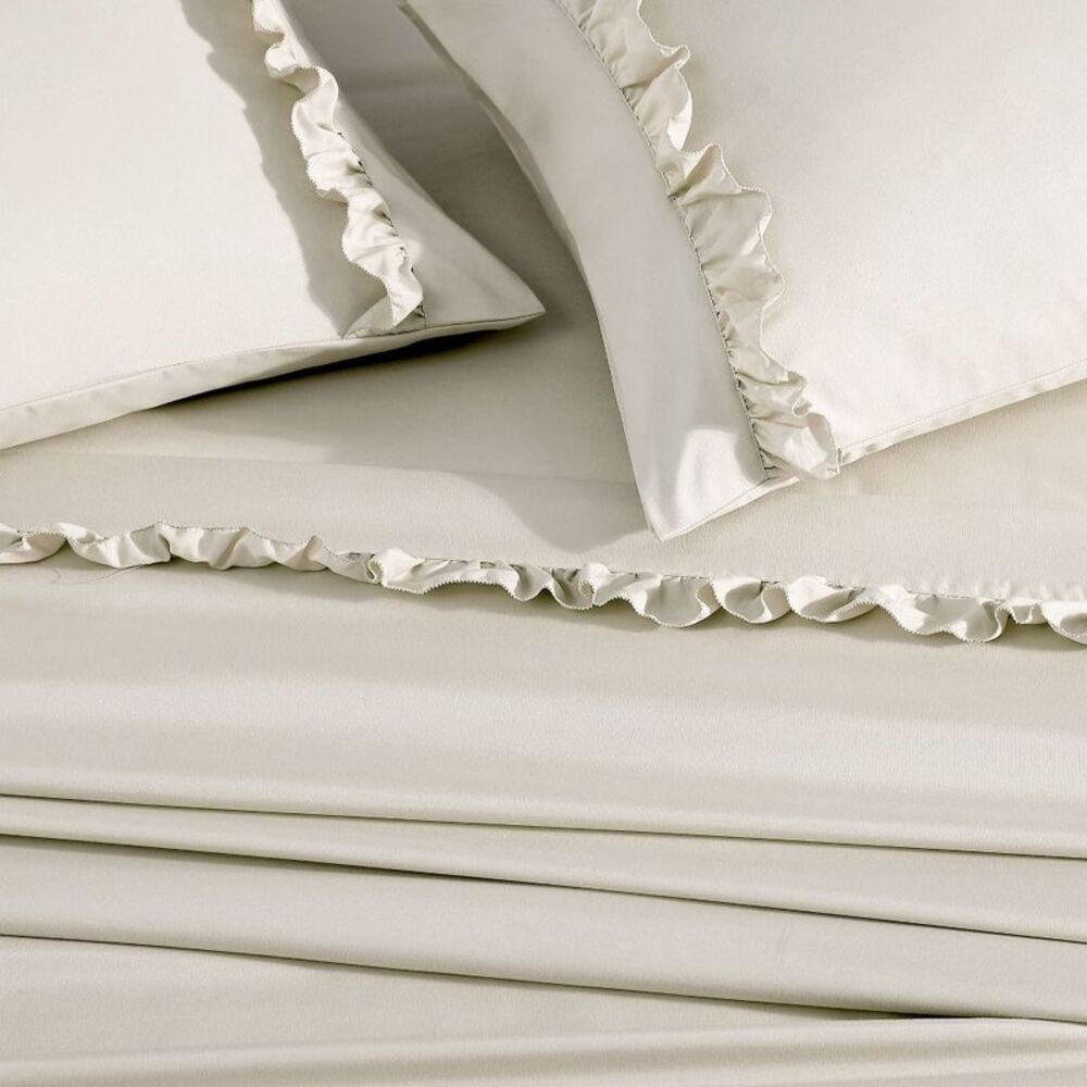Soft Lightweight Elegant Ruffled Hem 4PC Microfiber Sheet Set - Taupe Full